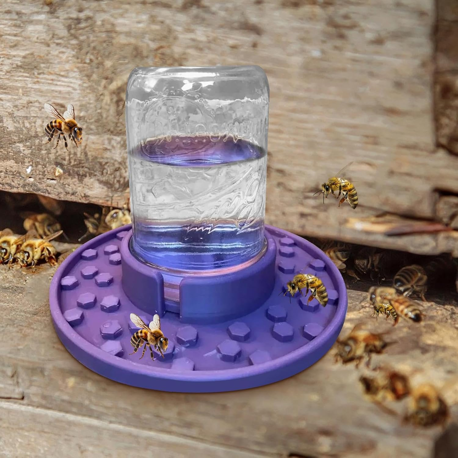Bee Watering Station Mason Jar,Mason Jar Sugar Water Feeder for Bees - Hive Entrance Feeder, Bee Cups for Garden, Honey Bee Feeder, Used to Feed Water or Sugar Syrup, Bee Drinking Beekeeping Equipment image number 6