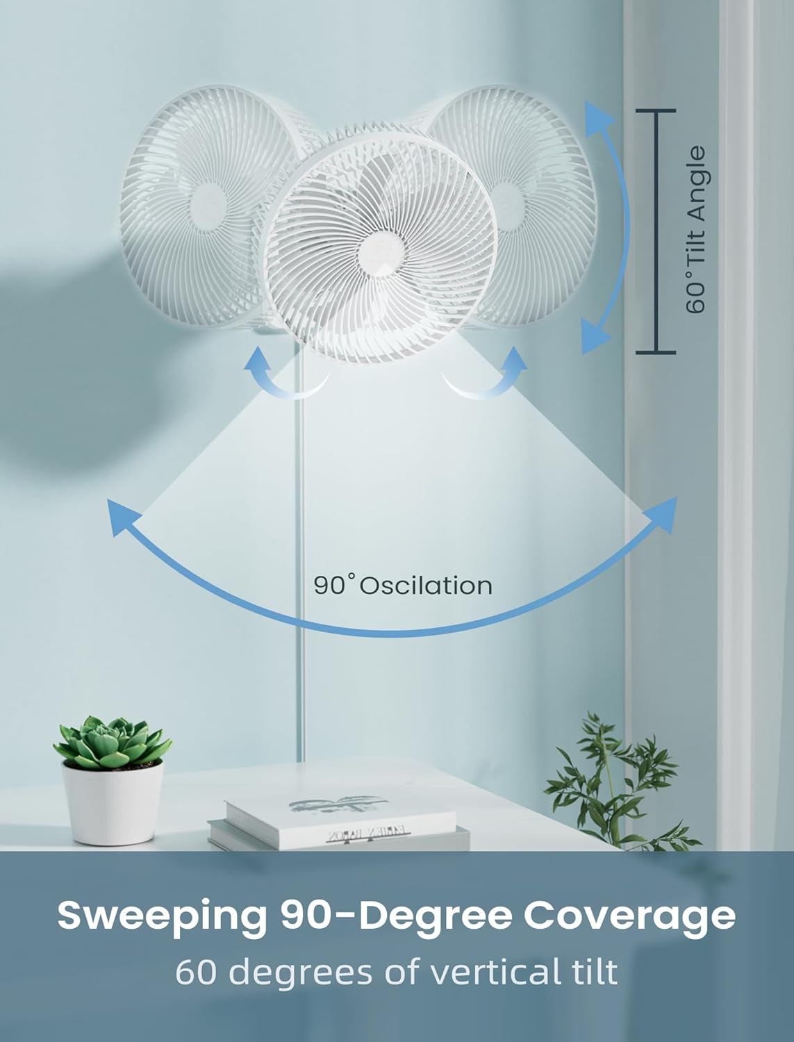 10 Inch Wall Mount Oscillating Fan with Remote and Timer, Small Bedroom RV Fan with 4 Speeds, Quiet Operation,90&deg;Oscillation, Adjustable Tilt,5.92 Ft Wire, Cooling Bathroom Wall Mounted Fans