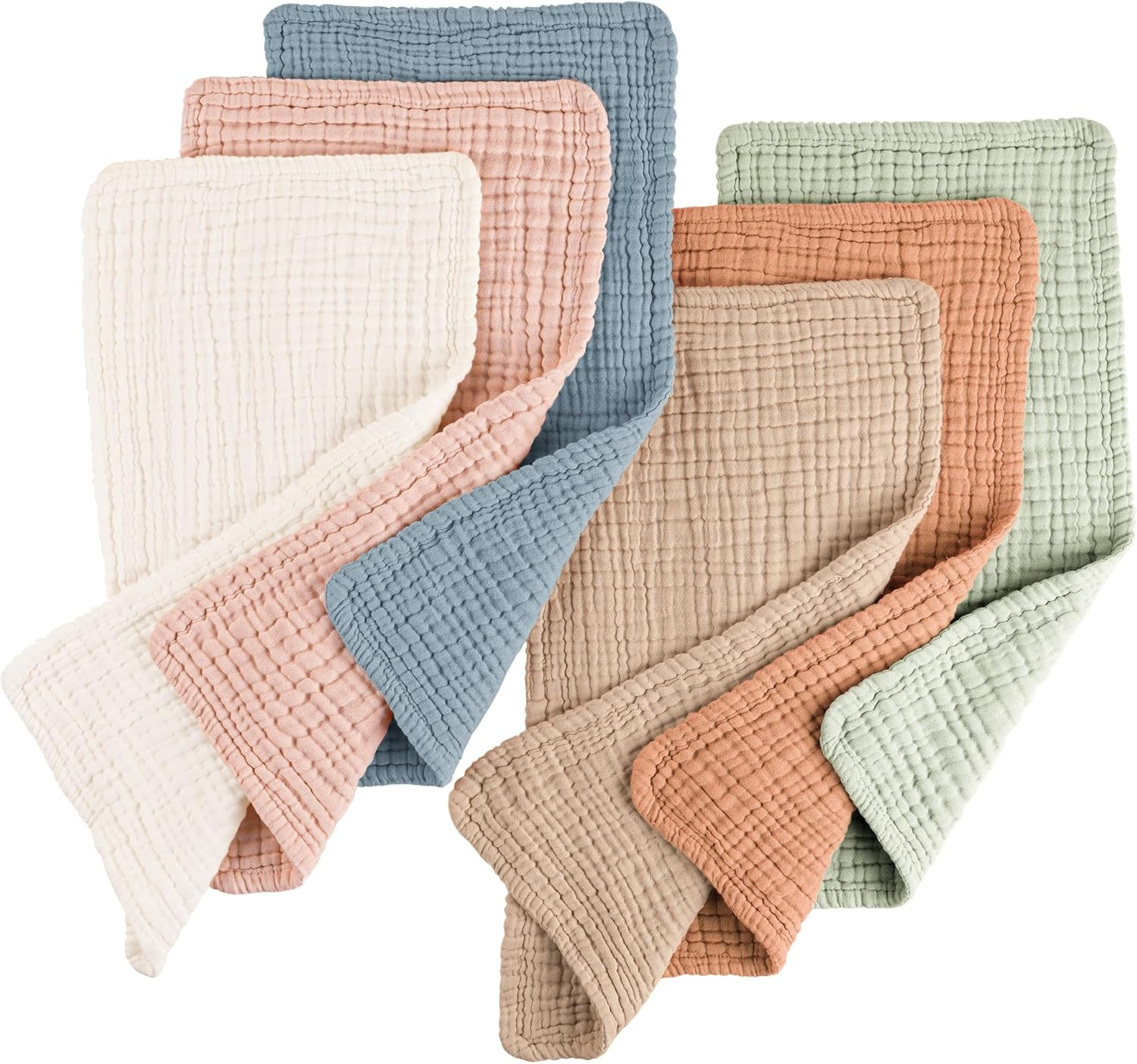 Konssy Muslin Baby Burp Cloths Sets for Unisex- 6 Pack Large 100% Cotton Burping Clothes for Newborn，Baby Girls and Boys