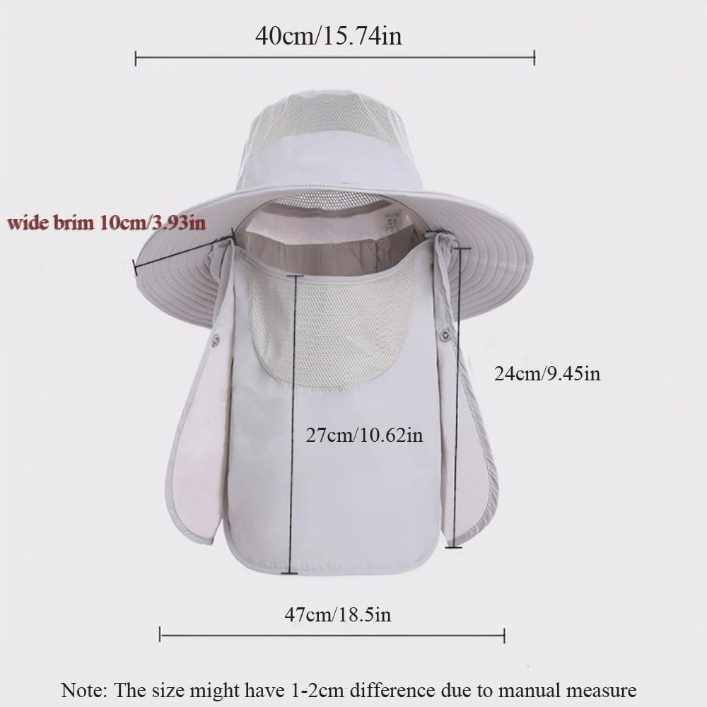 H HOME-MART UPF50+ Sun Hat Wide Brim Fishing Hat with Removable Neck Flap & Face Cover for Men & Women, UV Sun Protection Sun Hat for Outdoor image number 6