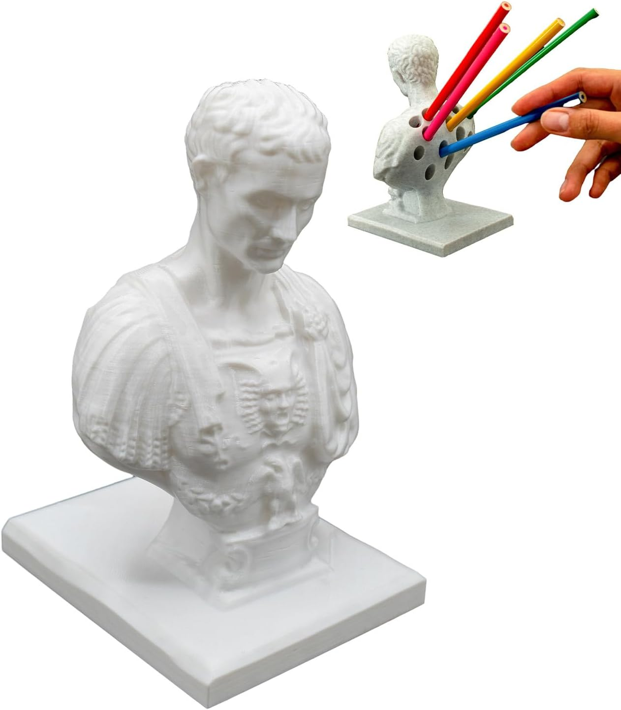 Julius Caesar Holder, Julius Caesar Statues Pencil Holder Desk Ornament, Resin Pencil Holders Desk Accessories and Organizer, Desk Decor for Home, Dorm, Classroom image number 5