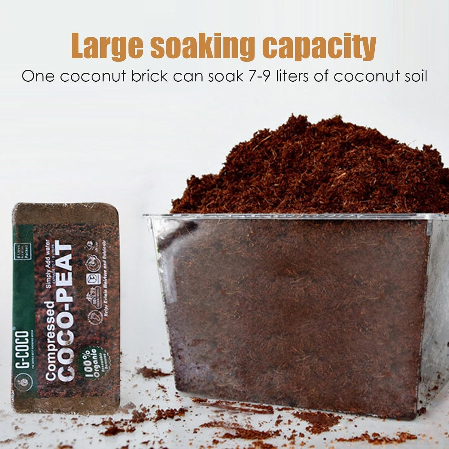 Organic Coco Coir,Organic Coco Fiber Compressed with Low EC and PH Balance | High Expansion Coconuts Soil for Planting, Natural Gardening Supplies, Plant Soil