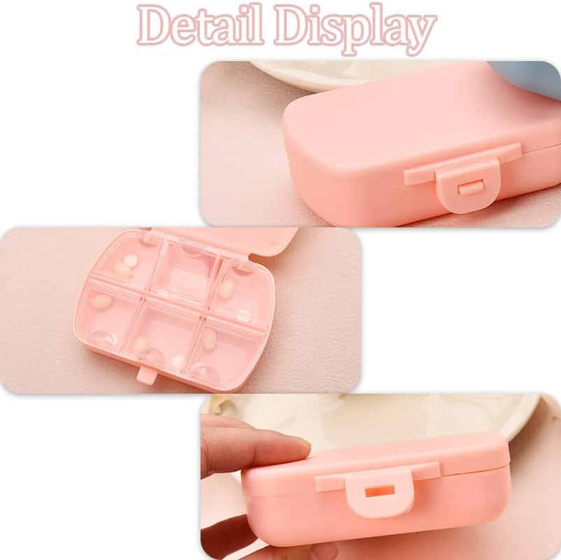Travel Pill Organizer Day Pill Box Small Pill Case, Daily Pill Container 3 Times a Day Medicine Pill Organizer, Portable Day Pill Fish Oil Container, Pink and Blue