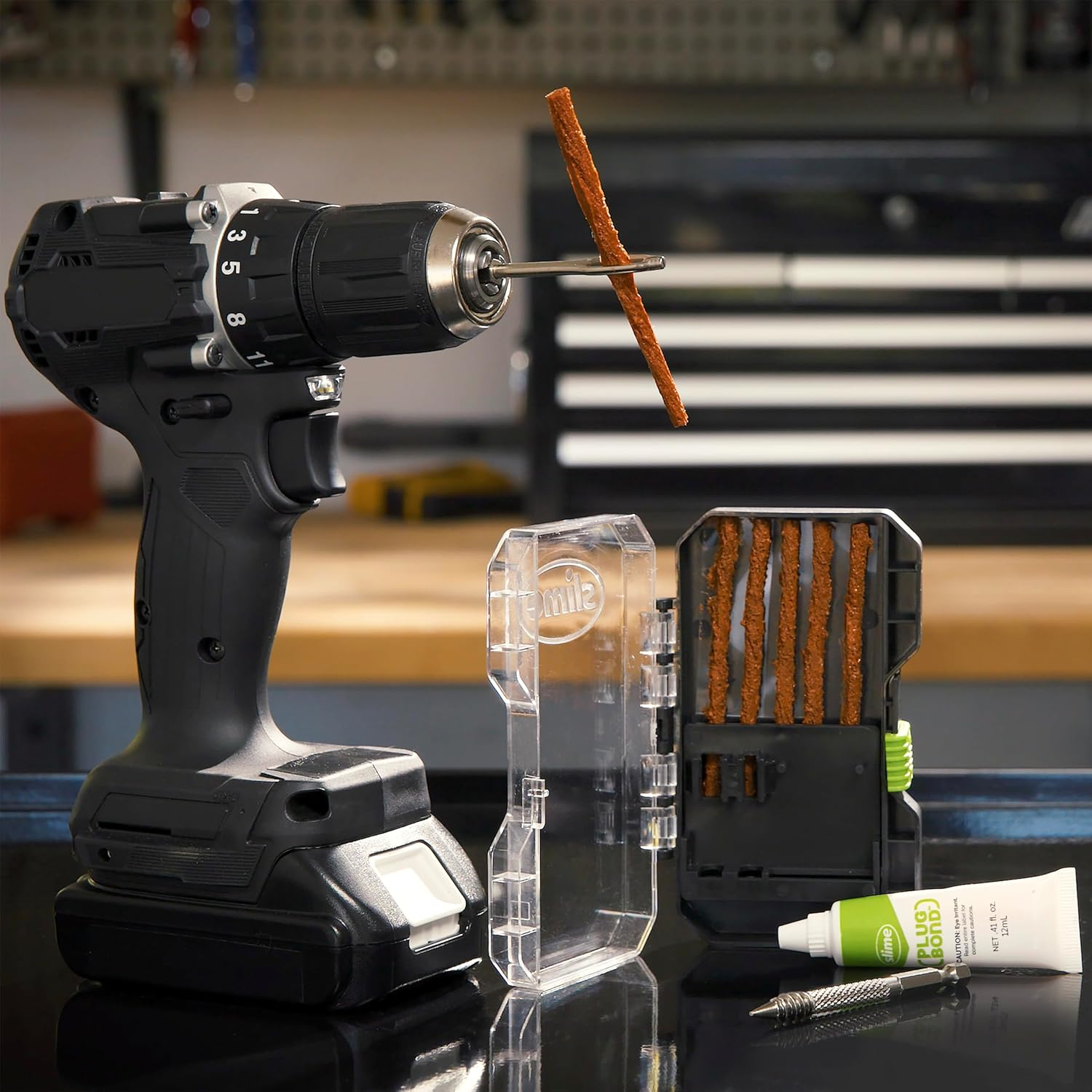 Slime 20502-51 Tyre Seal Plug Drill Bit Set Fits All Drills Easiest Tyre Plug Option (9 Piece Set) image number 4