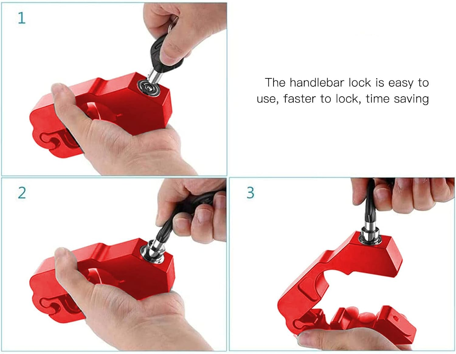 Motorcycle Handlebar Lock, Tamper Resistant Weatherproof Aluminum Alloy anti Theft Grip Lock with Applicable Scope for Scooters Atvs image number 3