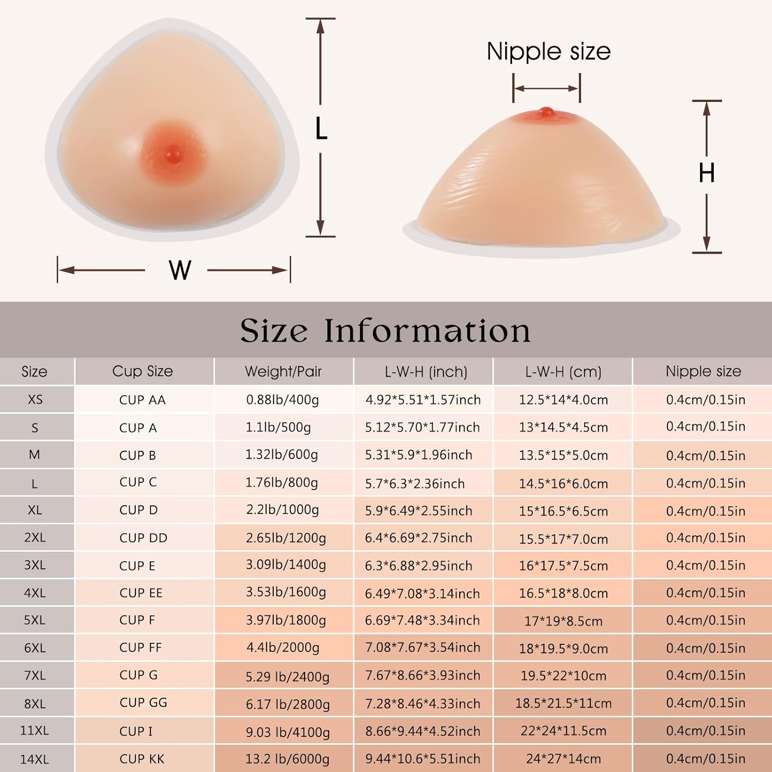 Vollence Self Adhesive Triangle Silicone Breast Forms Fake Boobs Mastectomy Prosthesis Crossdresser Transgender image number 5