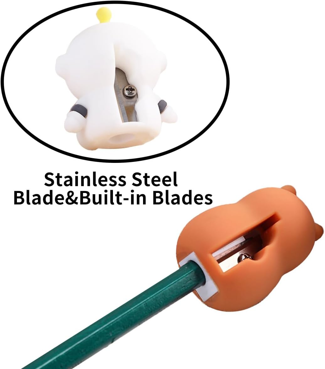 8 PCS Cute Pencil Sharpener for Kids, Fun Cartoon Handheld Little Pencil Sharpeners, Small Kawaii Party Favors Stationary Lovely Gifts for School Office Supplies