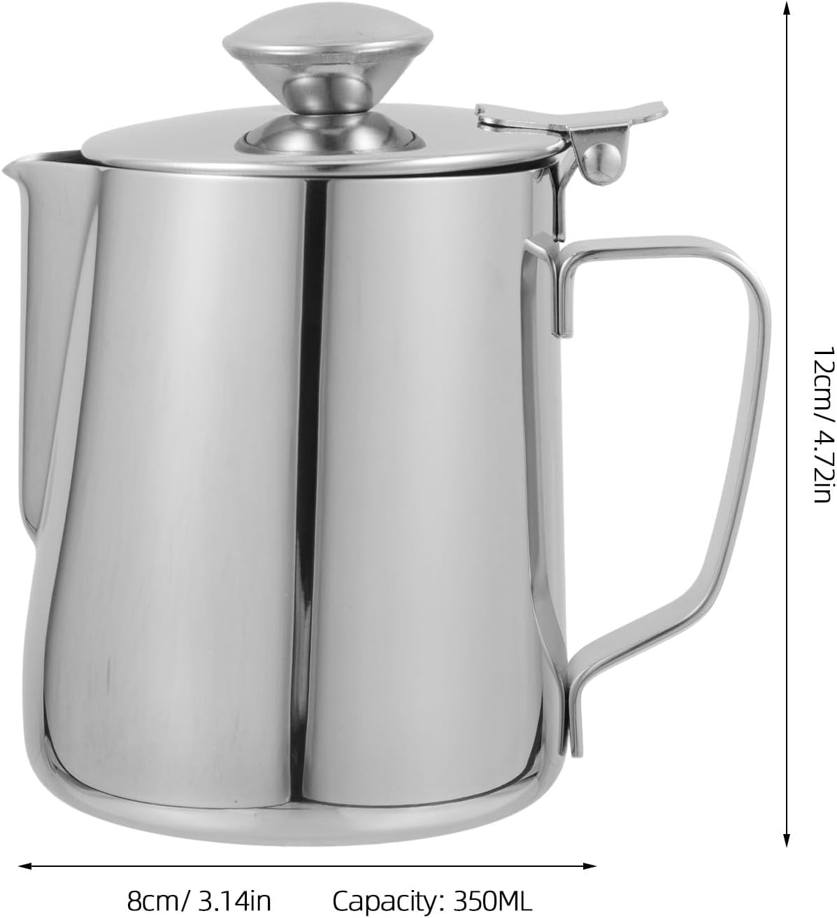 ULTECHNOVO 350Ml Stainless Steel Milk Frothing Pitcher with Lid, Thickened Espresso Steaming Jug for Coffee, Rust-Resistant Coffee Milk Jar Suitable for Home and Caf&eacute; Use image number 2