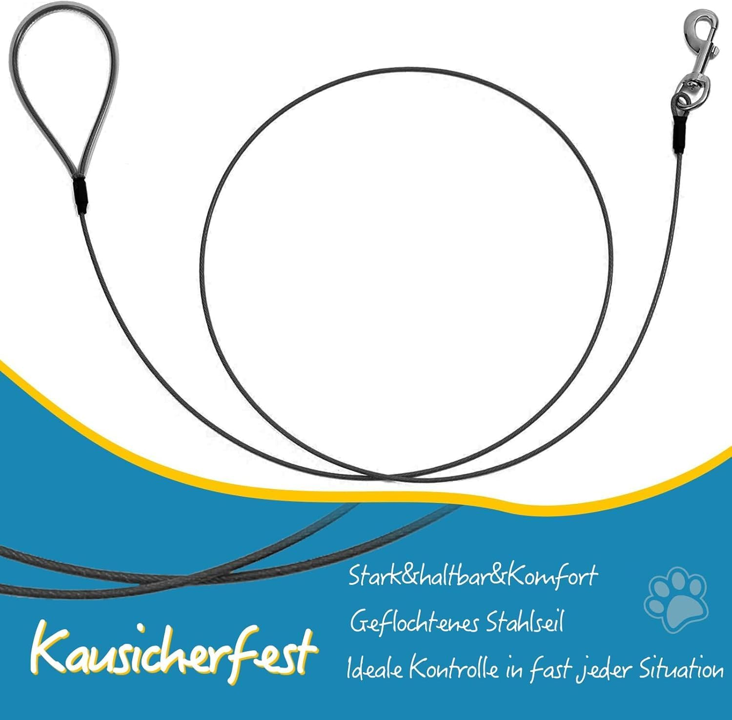 Mi Metty Chew-Proof Dog Lead, 6 Ft Bite-Resistant Dog Lead for Large Dogs up to 250 Lbs, Slip Lead with Comfortable Padded Handle - Black image number 6