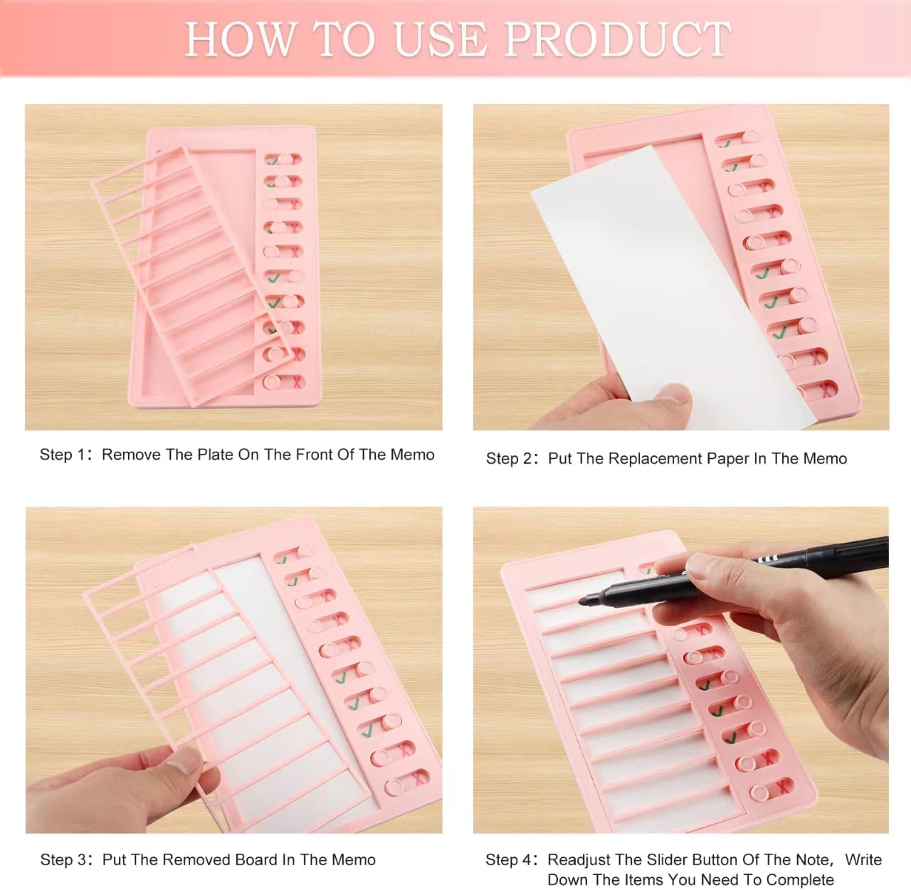 4 PCS Chore Chart for Kids，Blank to Do List Reusable，Plastic Checklist Board with 20 Detachable Cardstock,To Do Checklist for Home Routine Planning，To Do List Whiteboard，Routine Chart(4 Colour) image number 6