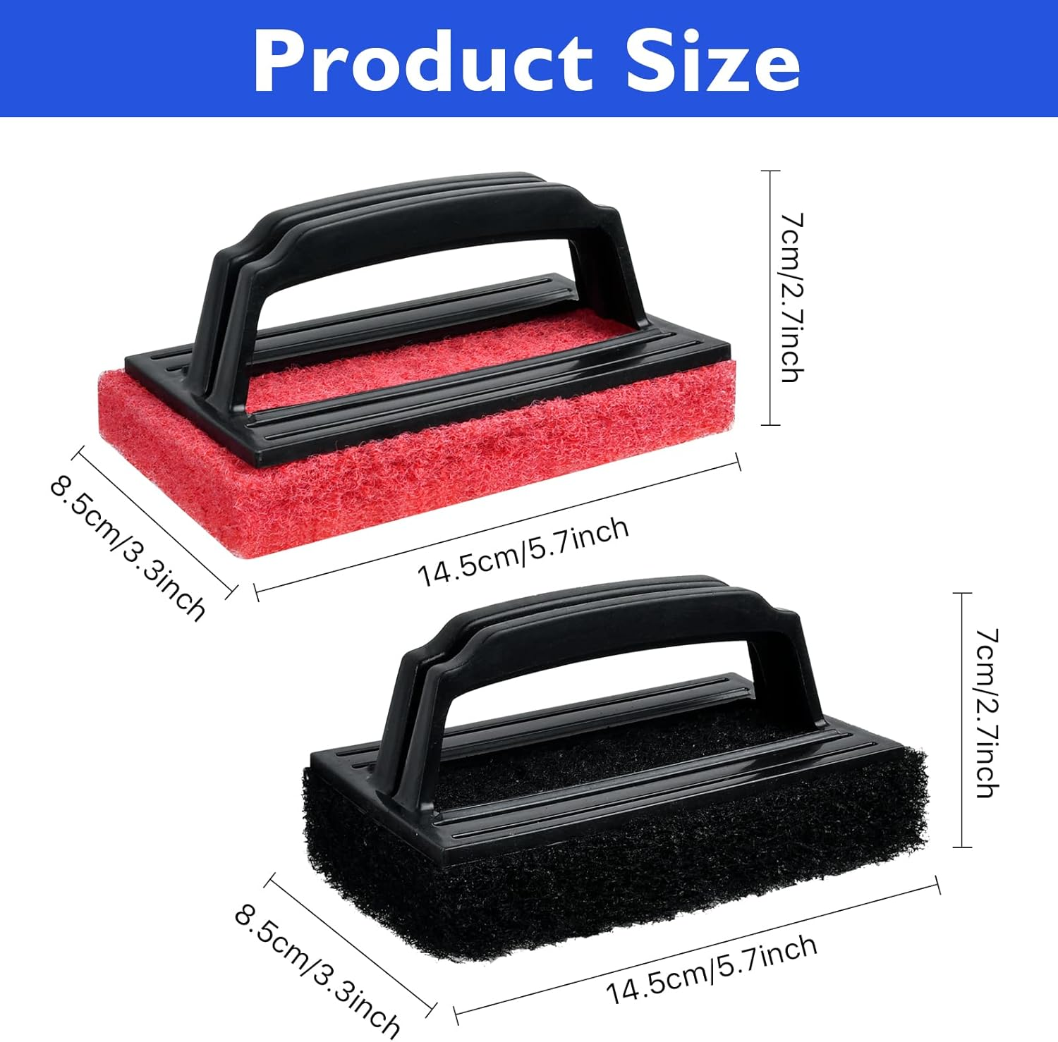 Aemygo Grill Cleaning Kit with Handle, 10 Pcs Heavy Duty Griddle Scrubber, Scouring Pads Brush Cast Iron Cleaner for Blackstone, Oven, Kitchen, Bathbub image number 2