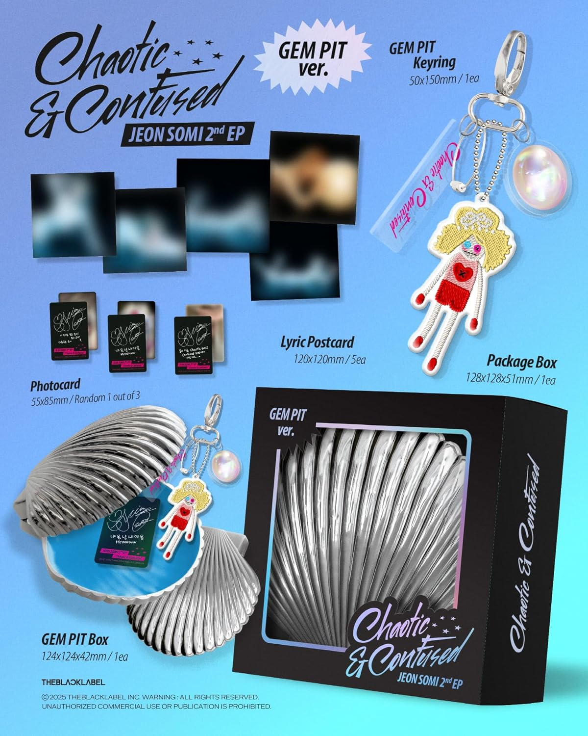Jeon Somi Chaotic & Confused 2Nd EP Album GEM PIT Version Outbox+Metal Shell Box+Keyring+Lyrics Postcard+Photocard+Tracking Sealed image number 1
