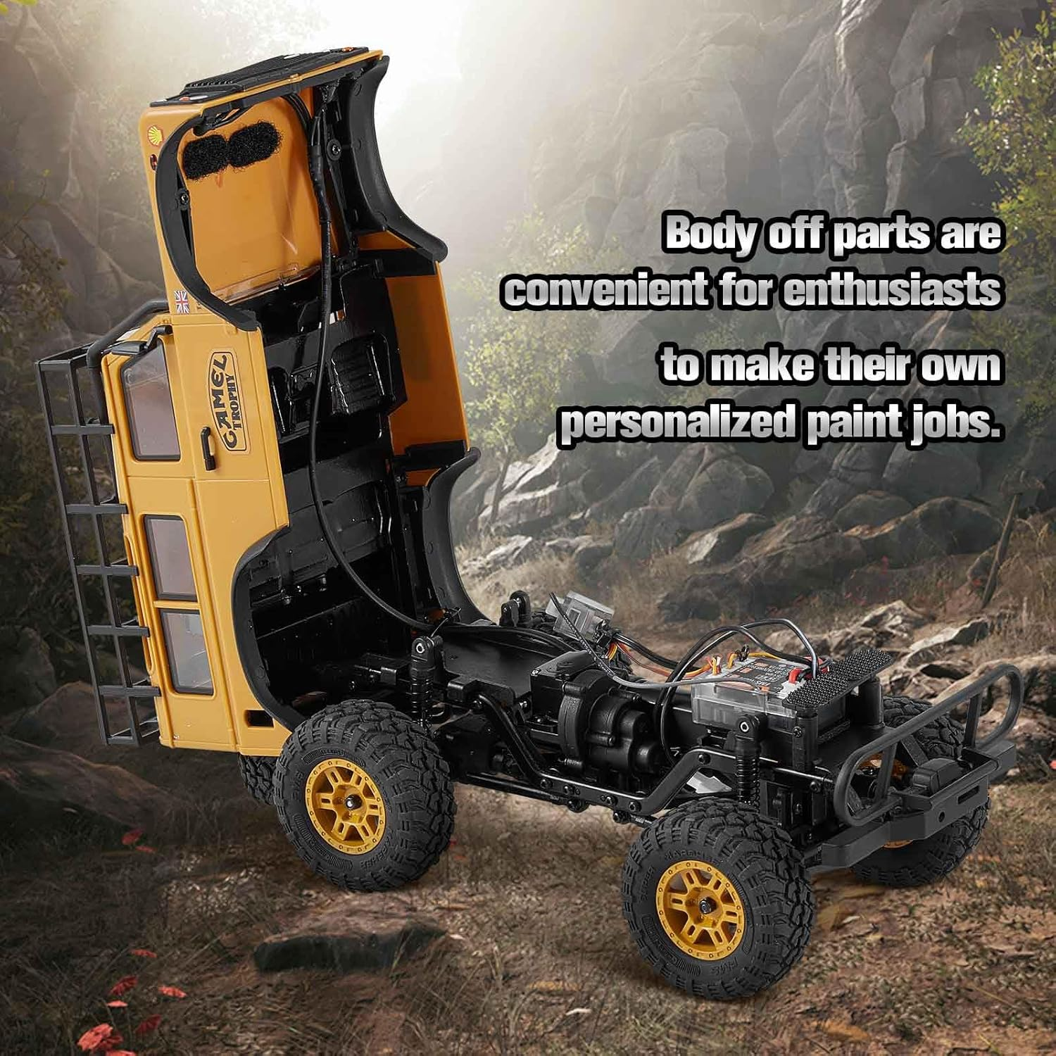 FMS 1/24 RC Crawler, FCX24M Land Rover Discovery, 2.4Ghz Off-Road RC Rock Crawler with Lighting Effects, Speed Switch and Accessory Packs, RC Cars for Adults image number 2