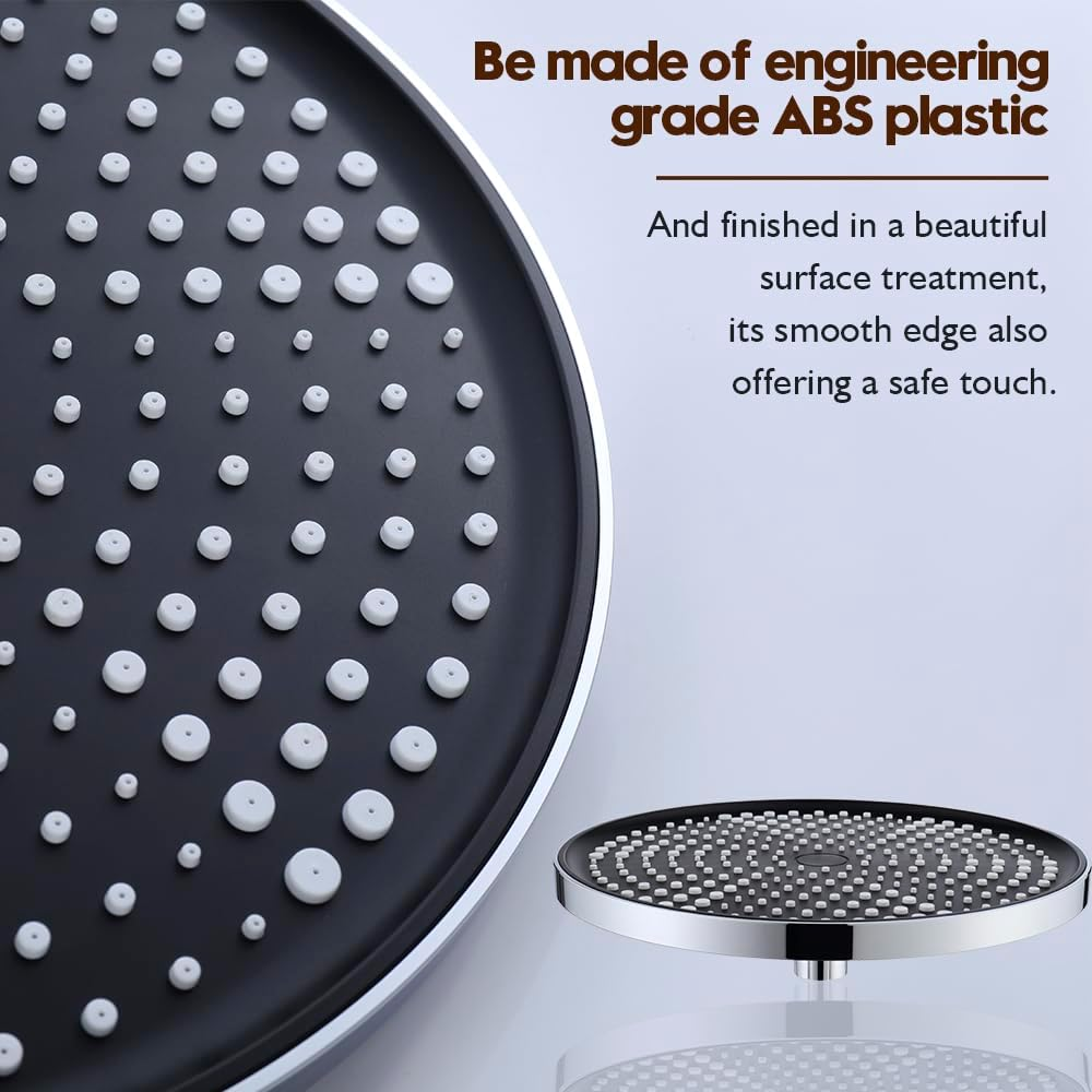 Decaura WELS round Overhead Rain Shower Head Large Adjustable 10 Inch Rainfall Shower Head (Chrome) image number 3