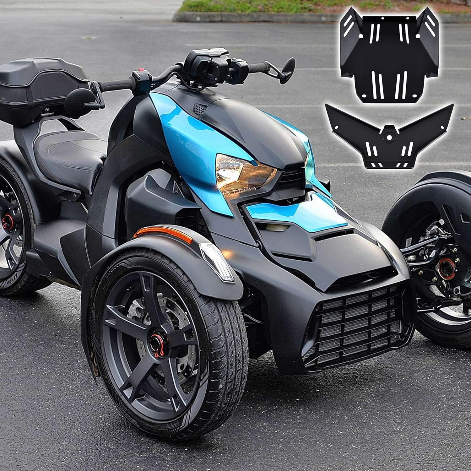 SAUTVS Aluminum Lower Protector Skid Plate for Can-Am Ryker, Lower Splash Guard Radiator Protector for Can Am Ryker 600 900 Sport & Ryker Rally Edition All Models Accessories (Replace #219401251) image number 3