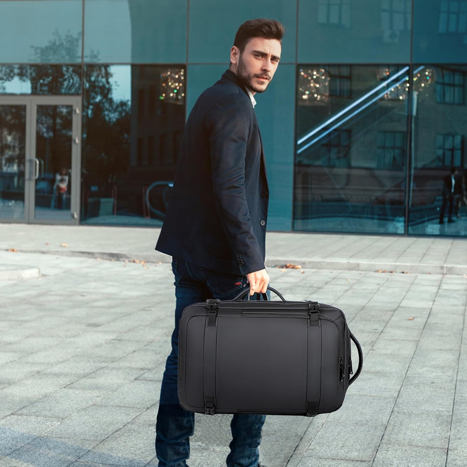 SUCIKORIO Cabin Bag 45X36X20 New Easyjet Underseat, Expandable Hand Luggage Bag Waterproof Carry on Holdall Travel Backpack with Padded Laptop Pocket and USB Charging Port Fit 15.6 Inch Laptop image number 4