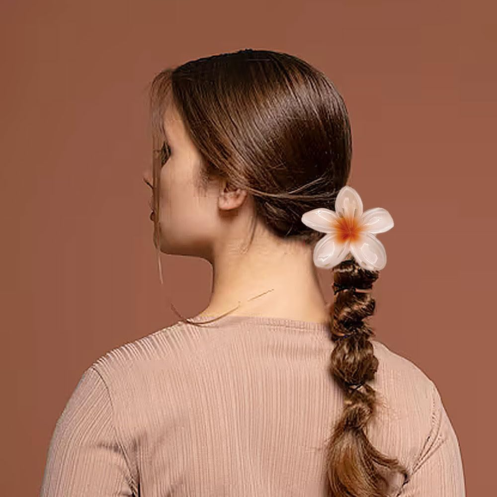 Voarge Pack of 8 Flower Hair Clips, Cute Acrylic Hair Clips for Women Hair, Large Hair Clip for Thick Hair, Strong Hold, Non-Slip Hair Clip for Fixing Hair