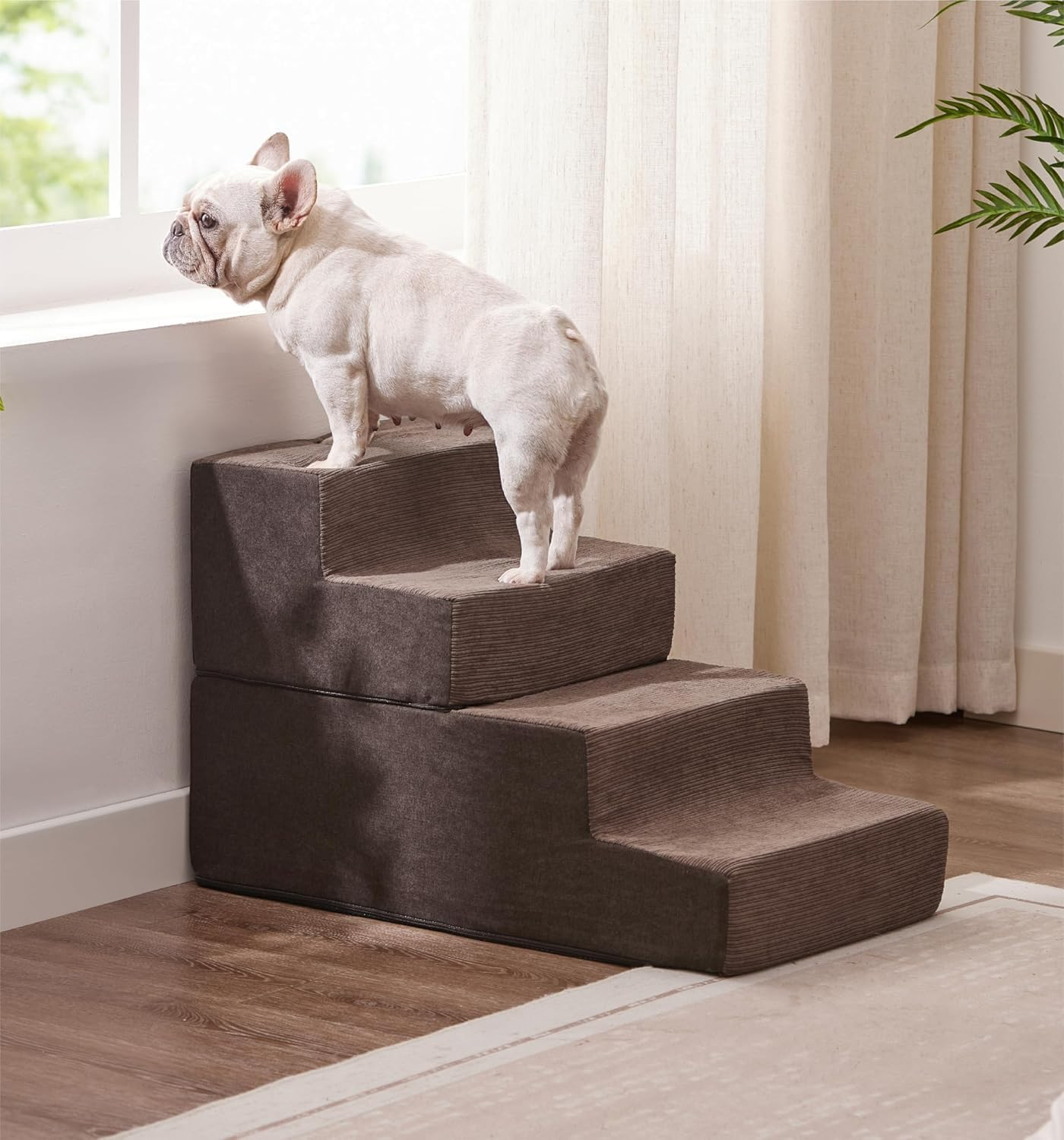 4 Tier Pet Steps for Sofas and Beds - Non-Slip Pet Ramps with Removable and Washable Shells - Training Steps for Small Dogs and Cats, Brown image number 4