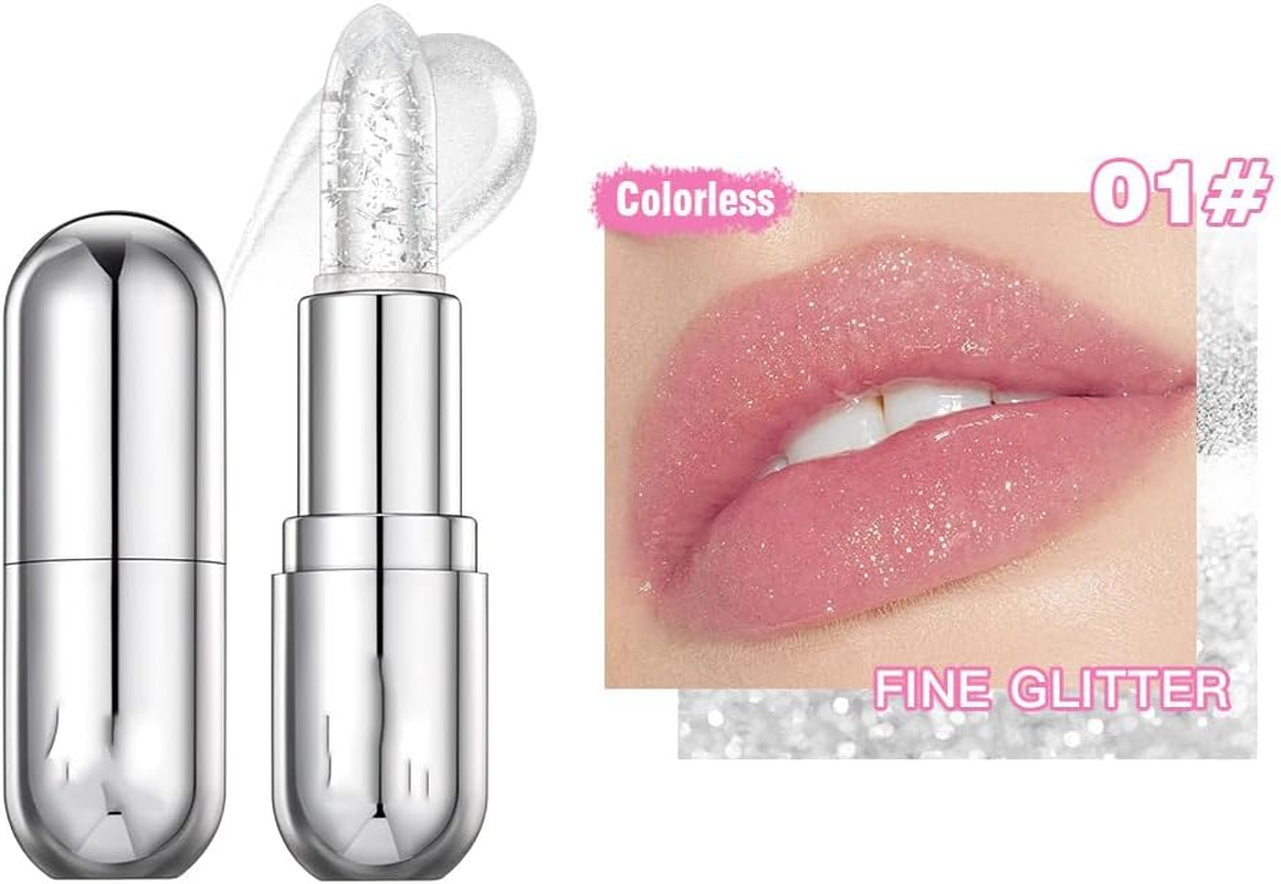 2Pcs Color Changing Moisturizing Lip Glow Oil Plumping Glimmer Glow Lipstick, Hydrating Lip Gloss Lip Balm Transparent Lip Care, Long Lasting Moisturizing (2, 01#+02#) image number 5