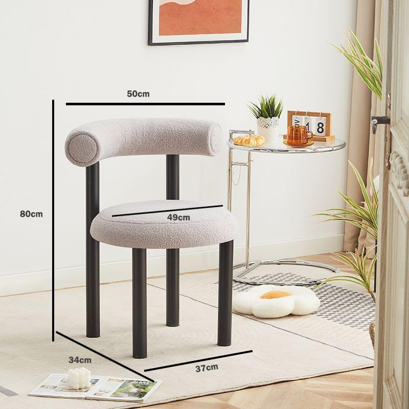 Enliansgo Modern Vanity Chair, Vanity Stools for Makeup Room, Makeup Chair with Anti-Slip Feet, Furry Padded Seat, Modern Chairs for Makeup, Bathroom Vanity, Bedroom, Living Room, Entryway (Grey) - Grey image number 2