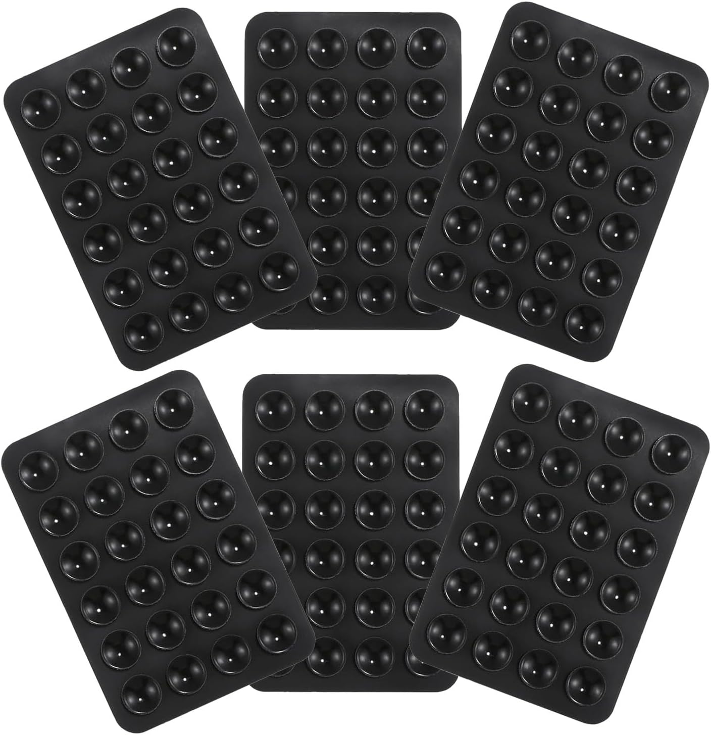 Taicols Suction Cup Mat, 6 Pcs Phone Suction Mat, Phone Case Mount, Silicone Suction Phone Case Adhesive Mount, Silicone Non Mini Hands-Free Mobile Accessory Holder Toy for Selfies and Videos (Black)