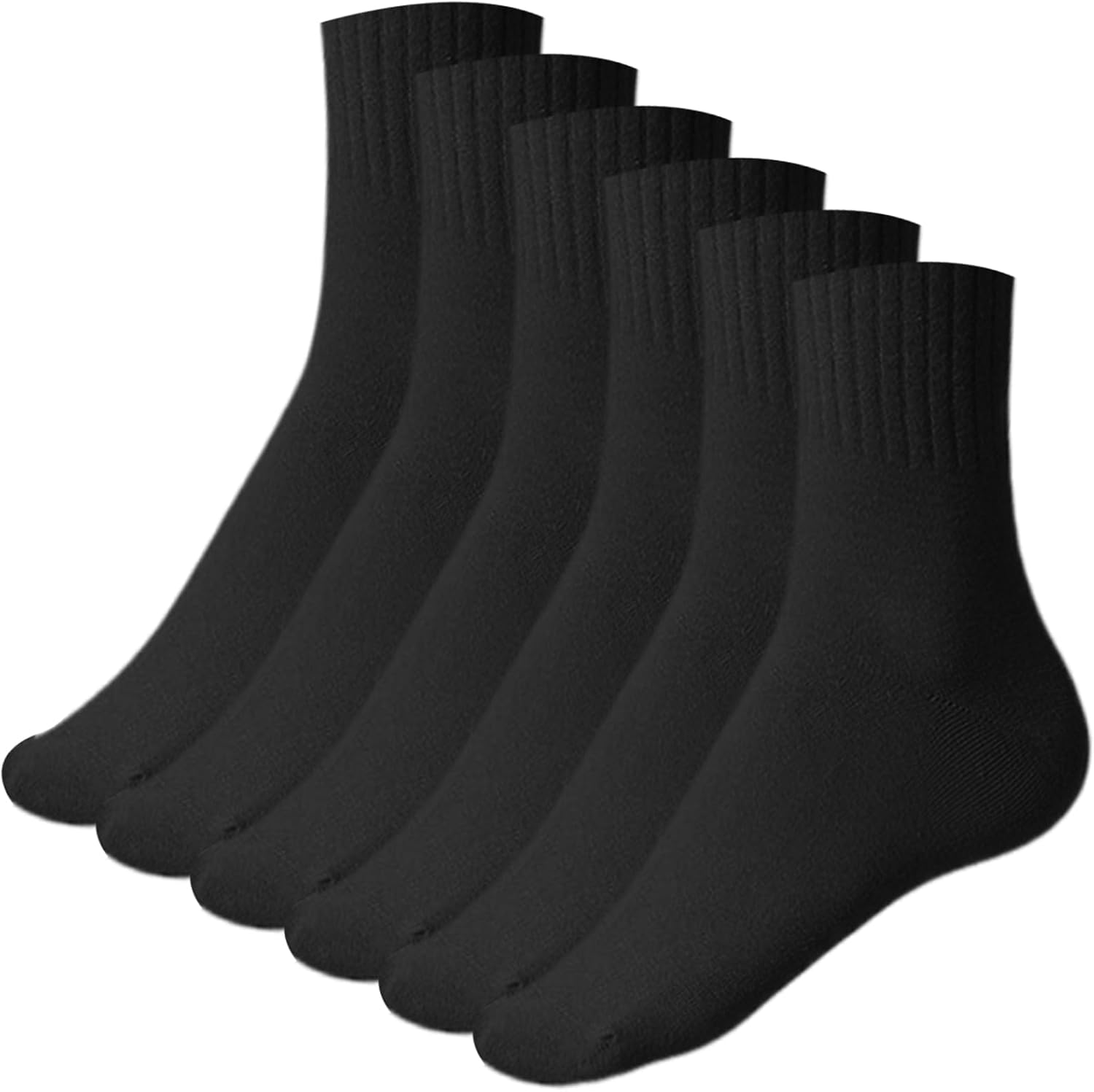 Dress Cici Polyester Half Crew Men Socks for Travel, Sports and Sweat Feet (6 Pack)