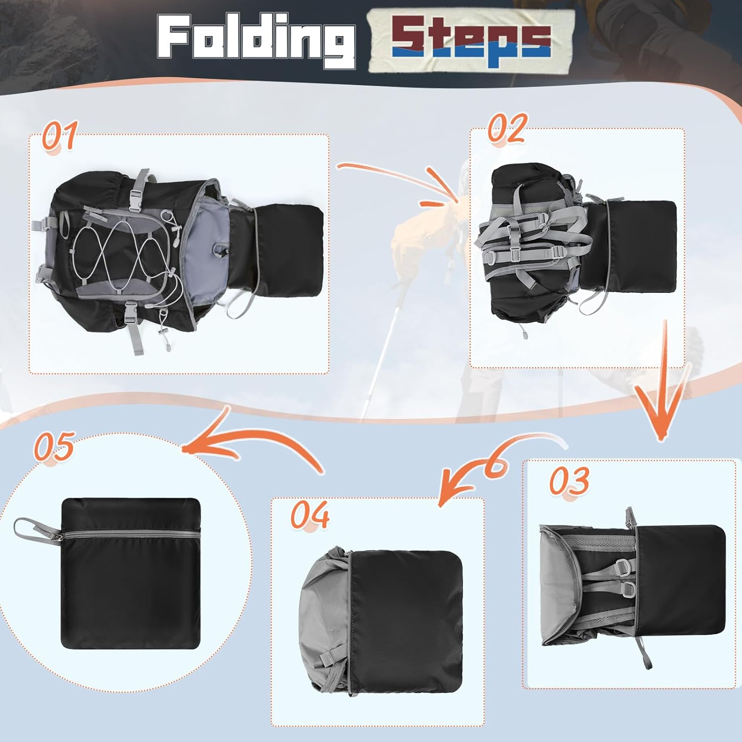 Lubardy Foldable Hiking Backpack for Women Men Packable Camping Backpack Collapsible Waterproof Hiking Daypack Lightweight