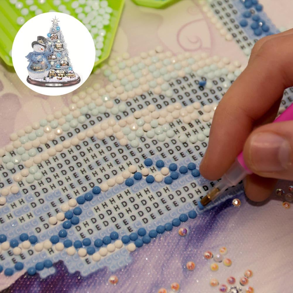 Christmas Diamond Painting Kits Special Shaped Rhinestones Winter 5D Diamond Dots Painting for Adolescents, Christmas Tree Diamond Painting Tabletop Ornaments Kit Christmas Decor DIY Crafts
