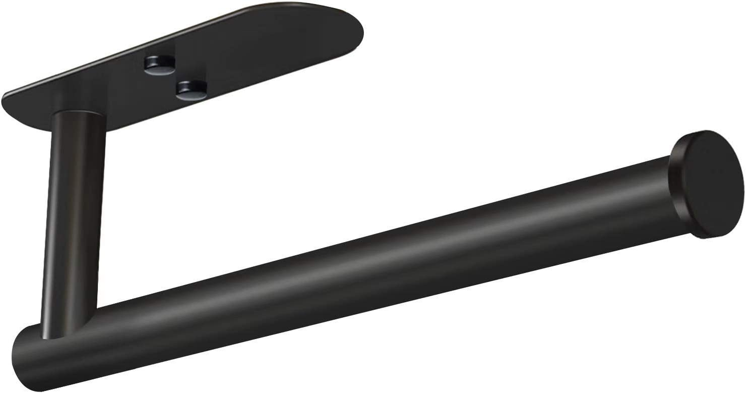 YOZOTI Paper Towel Holder under Cabinet for Kitchen, Self Adhesive or Drilling Paper Towel Holder Wall Mount, SUS304 Stainless Steel (Black)