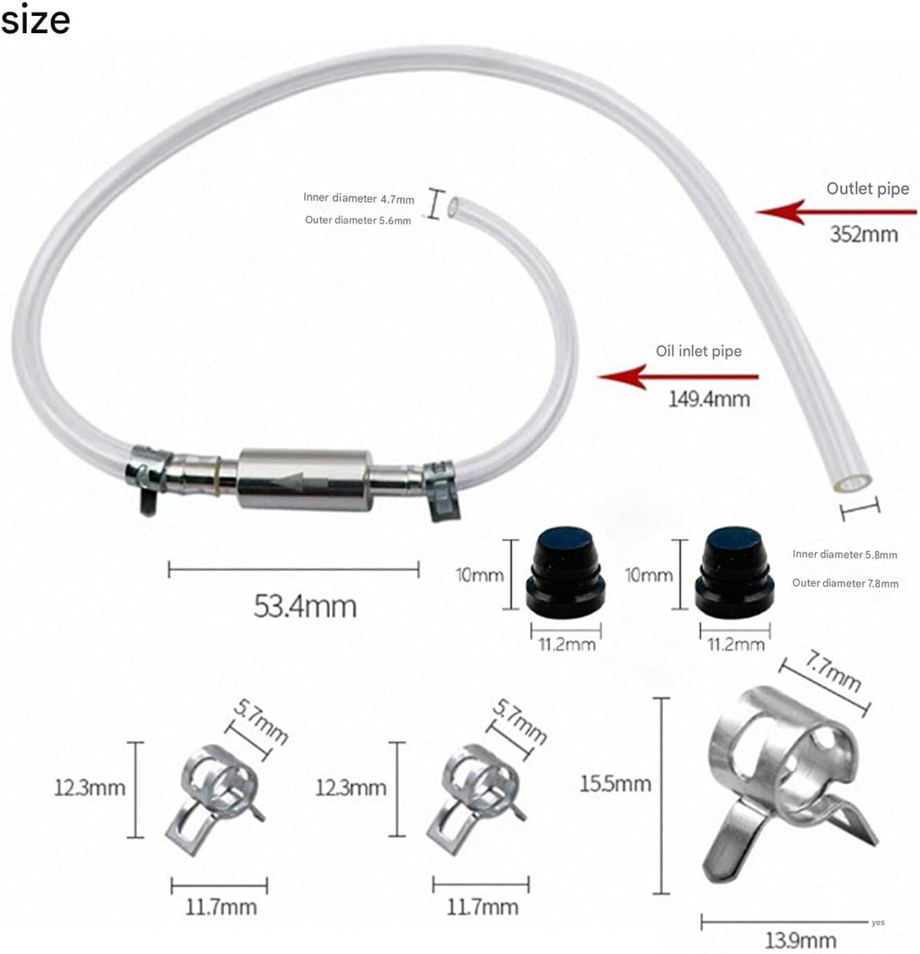 Roczential 2Pcs Brake Bleeder Hose One Way Check Valve Tube Bleeding Tool Kit for Car Motorcyle Clutch Aluminum Body Tube Kit for Hydraulic System Bleeding,Brake Fluid Bleeder Repair Kit for Car image number 5