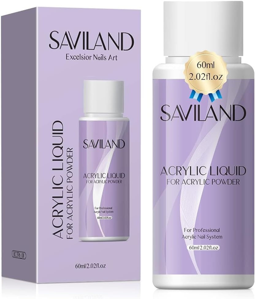 Saviland 2 Oz Acrylic Liquid for Acrylic Powder System Professional Acrylic Nail Supply Low Smell Non-Yellowing Acrylic Nail Liquid for DIY Nail Art image number 3