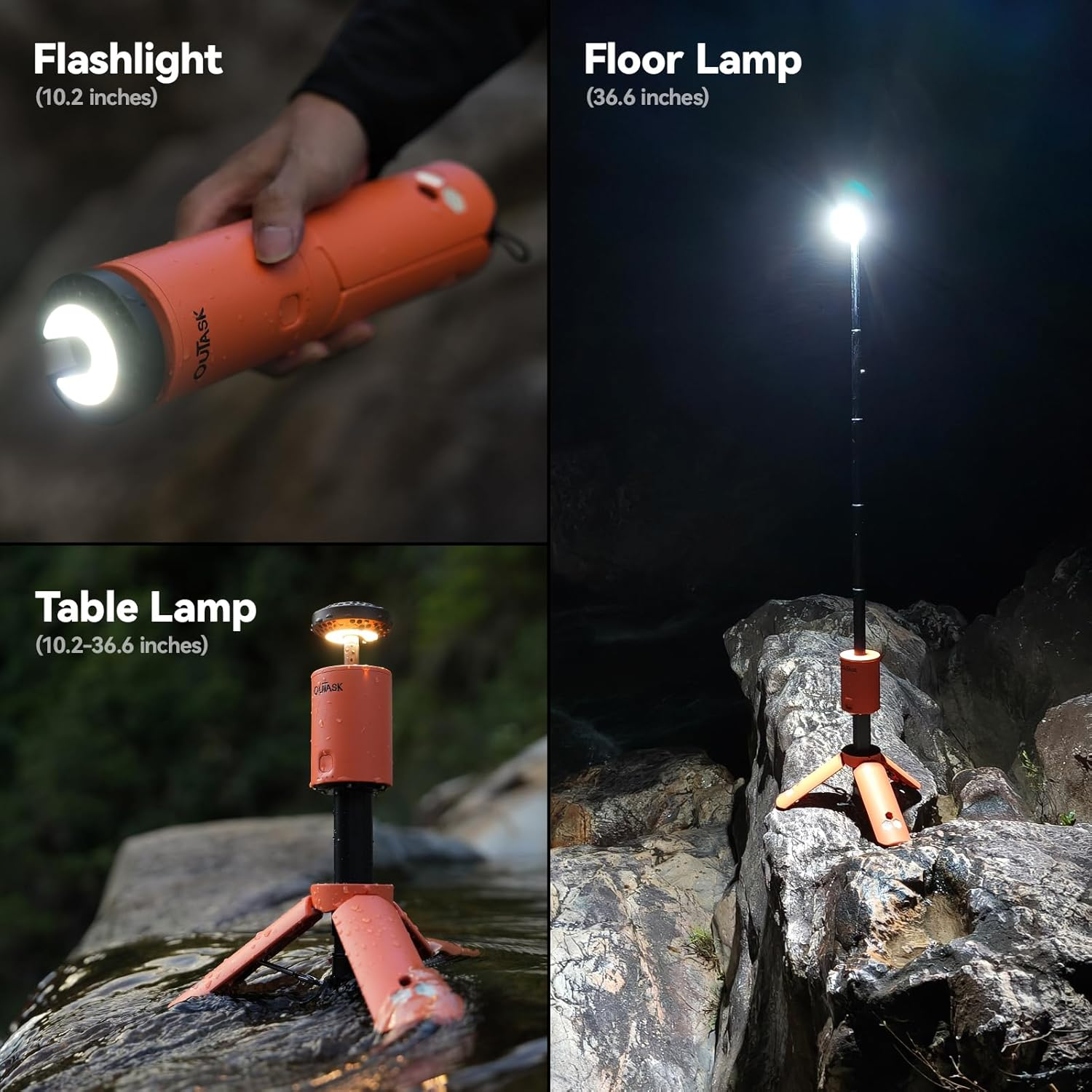 Camping Light Telescopic, Collapsible Magnetic Camping Lantern with 12000Mah Battery, Telescoping IPX6/IPX7 Waterproof Flashlights, Camping Lamp for Emergency, Camping image number 2