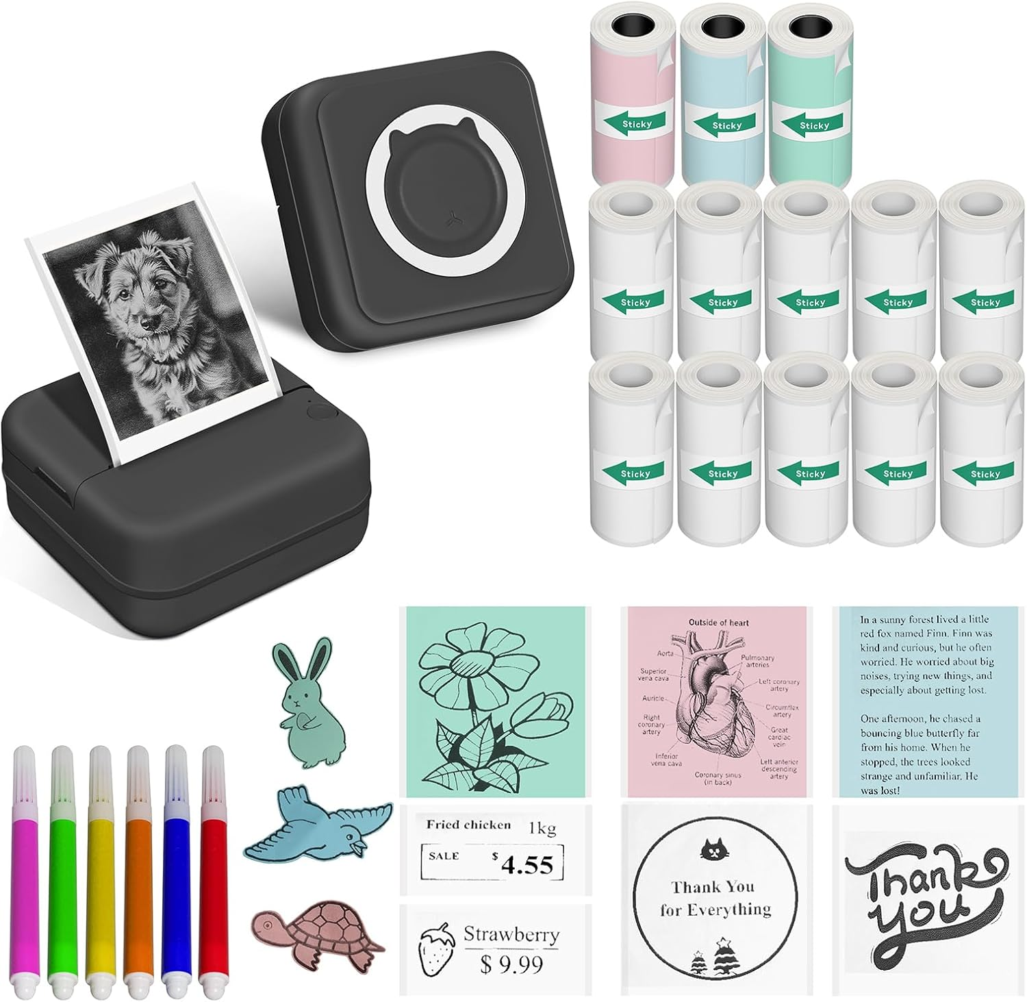 Label Maker - Mini Portable Sticker Printer with 14 Rolls Self-Adhesive Thermal Papers, Labeller Machine for Home Office Study Business Texts Journal, Blue