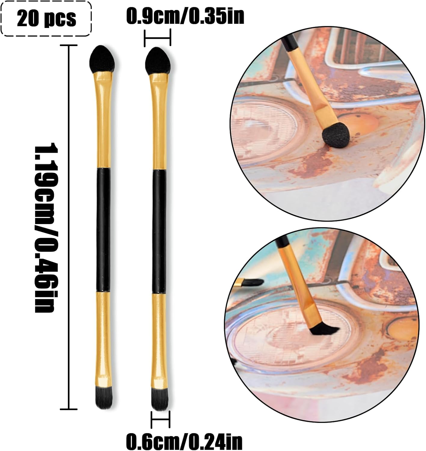 TEAONE 2 in 1 Eyeshadow Brush, 20 PCS Double Sided Makeup Tools for Eyeshadow, Concealer (12Cm/4.72In) image number 5