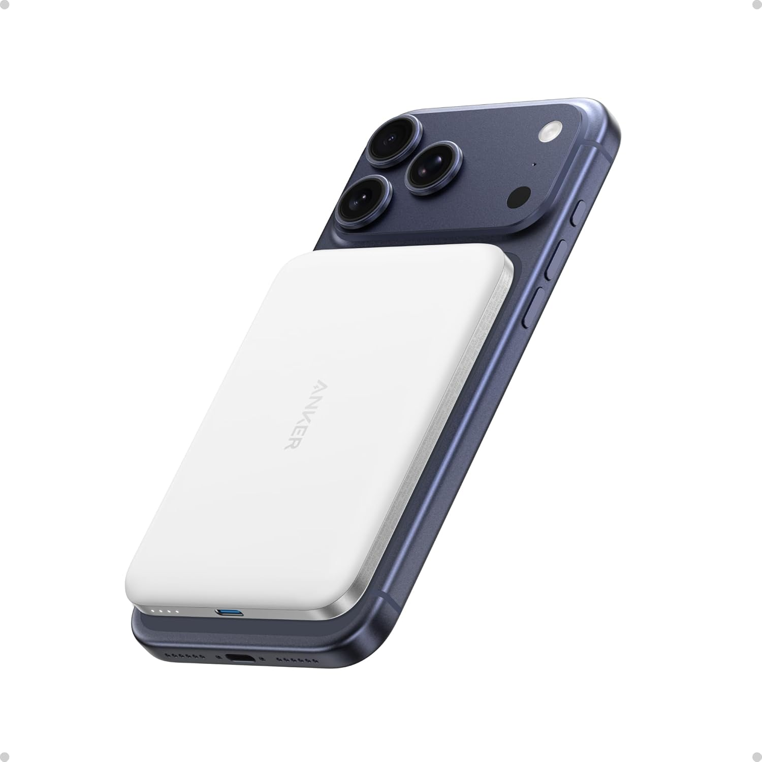 Anker Nano Power Bank, Ultra-Slim 5,000Mah Magnetic Battery Pack, Qi2 Certified 15W Max Ultra-Fast Magsafe-Compatible Portable Charger, Ergonomic Design, for Iphone 17/16/15/14/13 Series Only (Black)