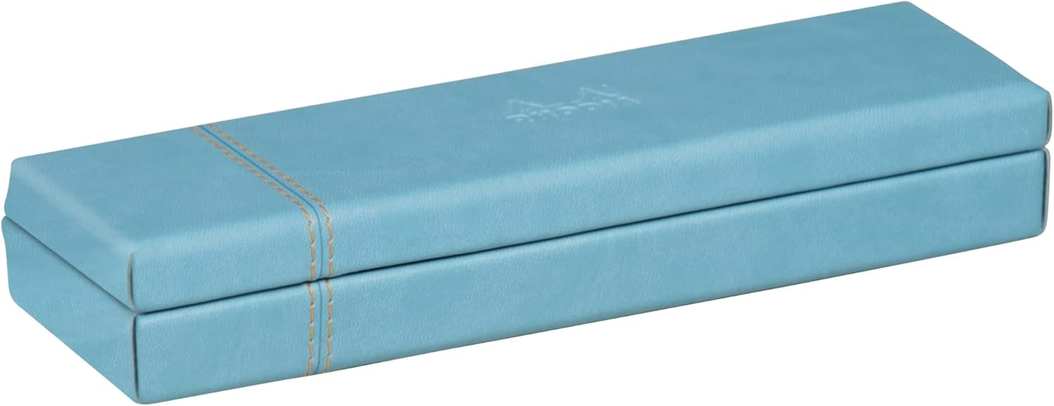 RHODIA 318877C - Turquoise Pencil Case - 21X5.5X3 Cm - Orange Saddle Stitching - Faux Leather Exterior - Rhodiarama Home Office Collection - Office Organization & Design Storage - Chocolate image number 3