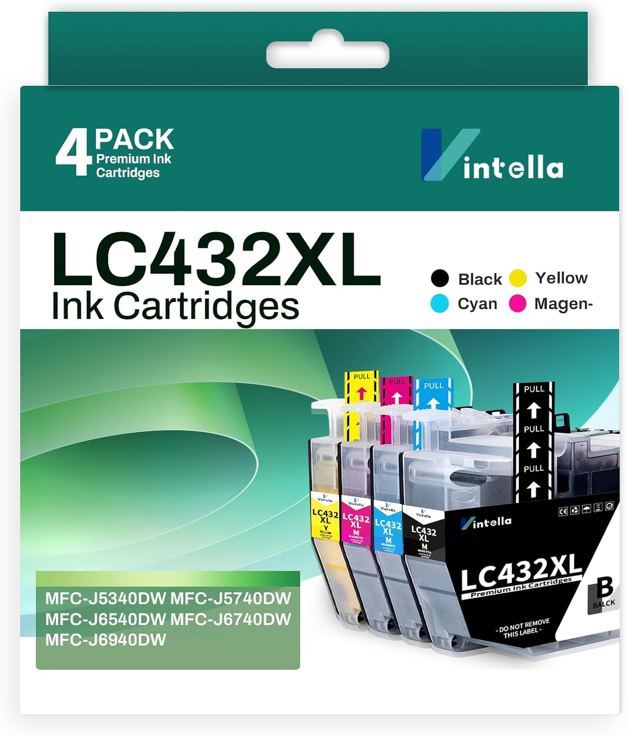 LC432XL Ink Cartridges Compatible for LC432 LC-432 LC432XL Ink Cartridges LC-432XL LC432 XL for MFC-J5340DW MFC-J5740DW MFC-J6540DW MFC-J6740DW MFC-J6940DW Printer (4 Pack) image number 6