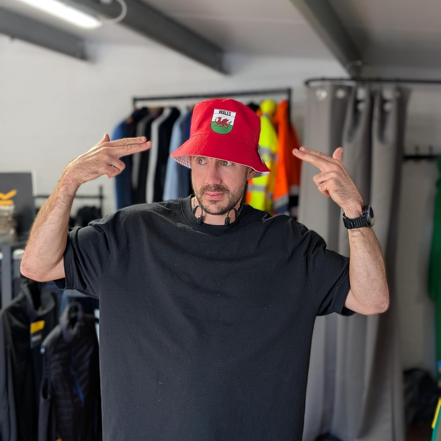 Super Lemon Welsh Bucket Hat - Unisex Recycled Polyester Sun Hat with Wales Flag Design - Eco-Friendly Hat for Festivals, Sports Events, Outdoor Adventures, and Everyday Wear image number 5