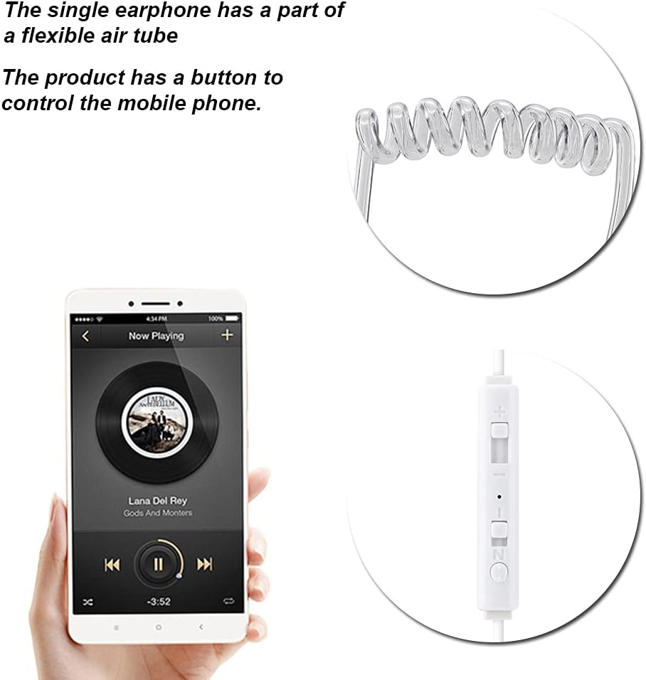 Elprico In-Ear Headsets, Professional Audio Visual Wired Air Tube Security Headsets with Microphone, White image number 3