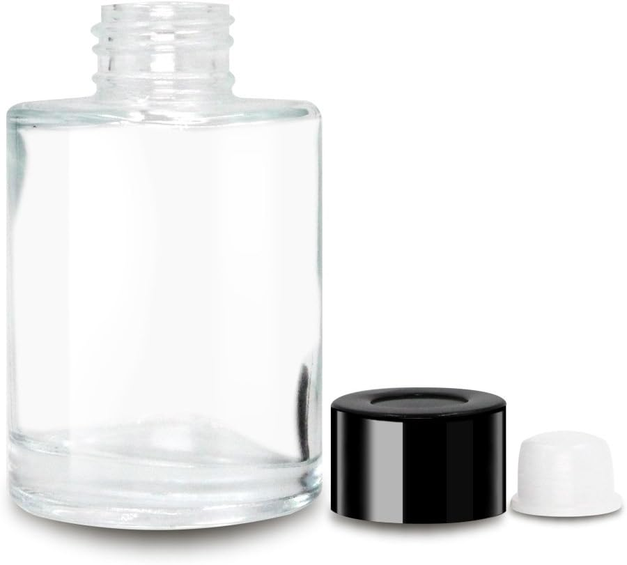 Glass Diffuser Bottles with Black Caps Refillable Diffuser Bottles Set of 4-3.15" High, 70Ml 2.4 Fl Oz. Small round Shape, Fragrance Accessories Use for DIY Replacement Reed Diffuser