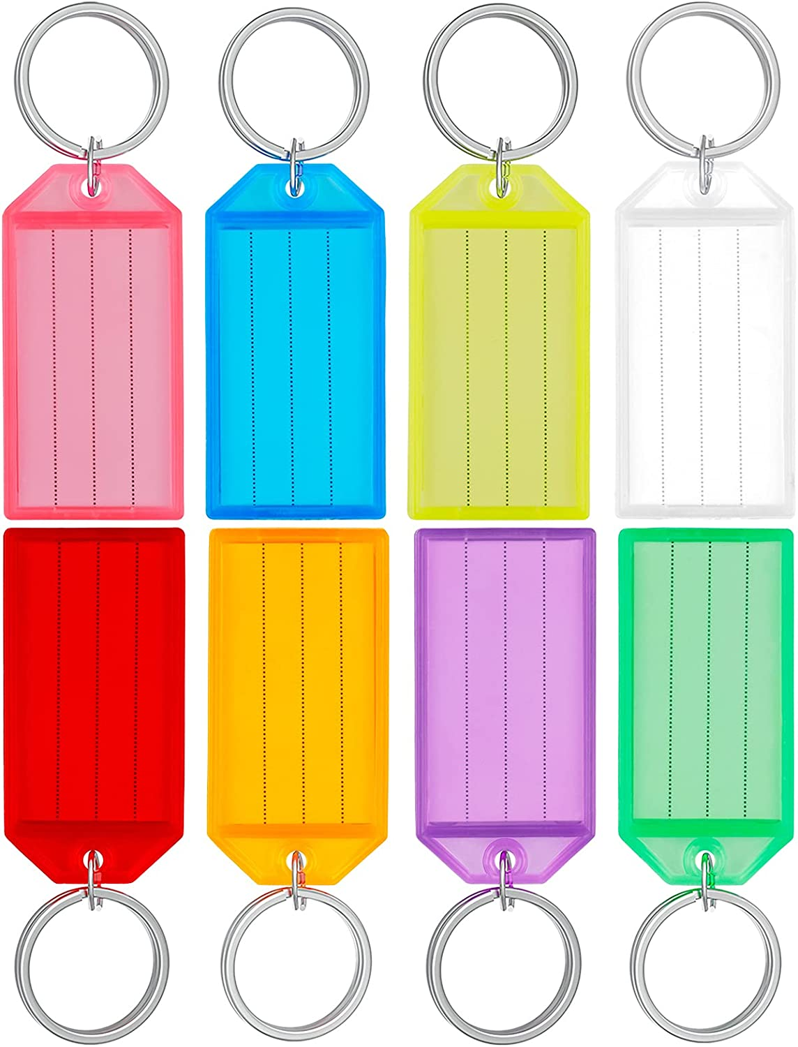 Uniclife 20 Pack Tough Plastic Key Tags with Split Ring Label Window, Assorted Colors image number 2