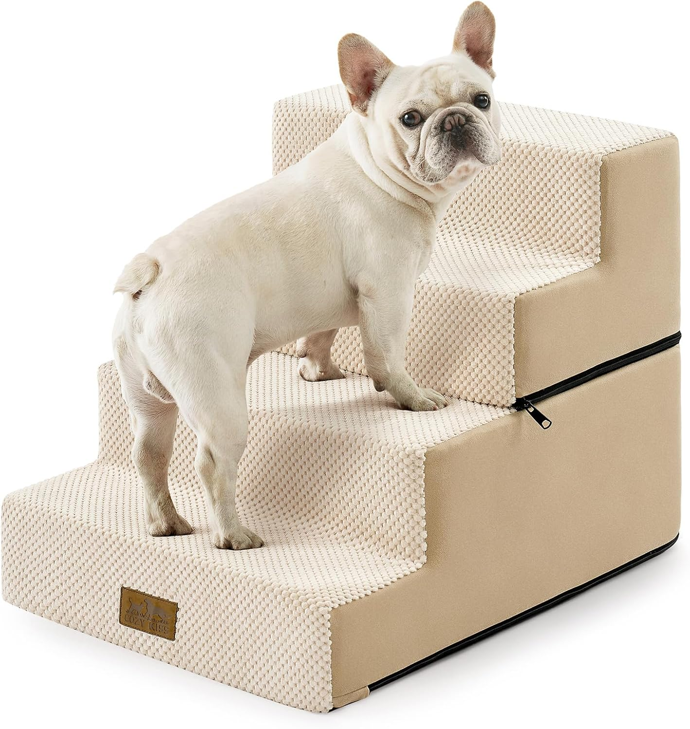 Cozy KISS 4 Tier Removable Pet Stairs, 15.7X23.6X17.7 Inch, Beige