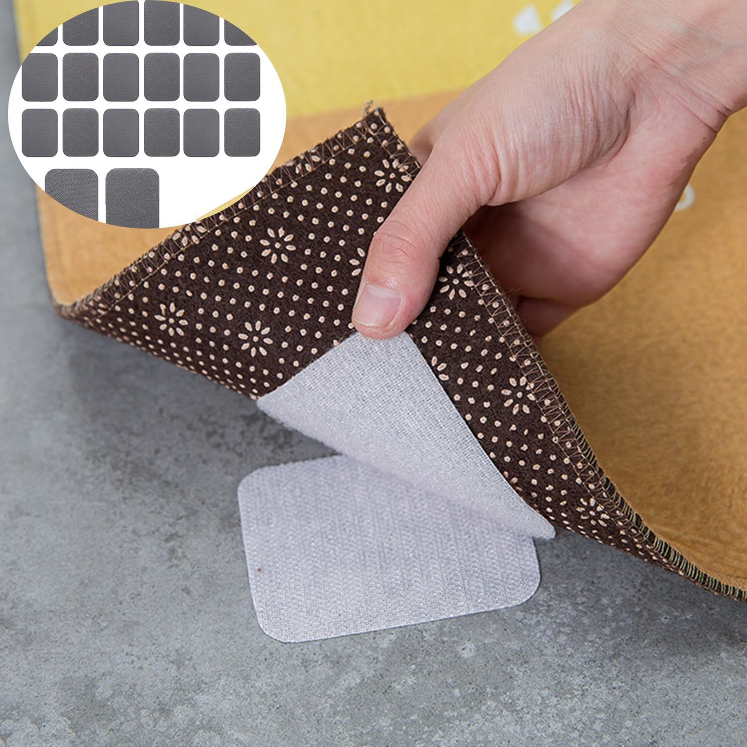 Roczential 10-Pack Rug Gripper Tape Double Sided Anti-Slip Carpet Tape Washable Reusable Rug Pad for Hardwood & Tile Floors Secure Floor Mats & Carpets Home D&eacute;cor Essential (Gray) image number 4