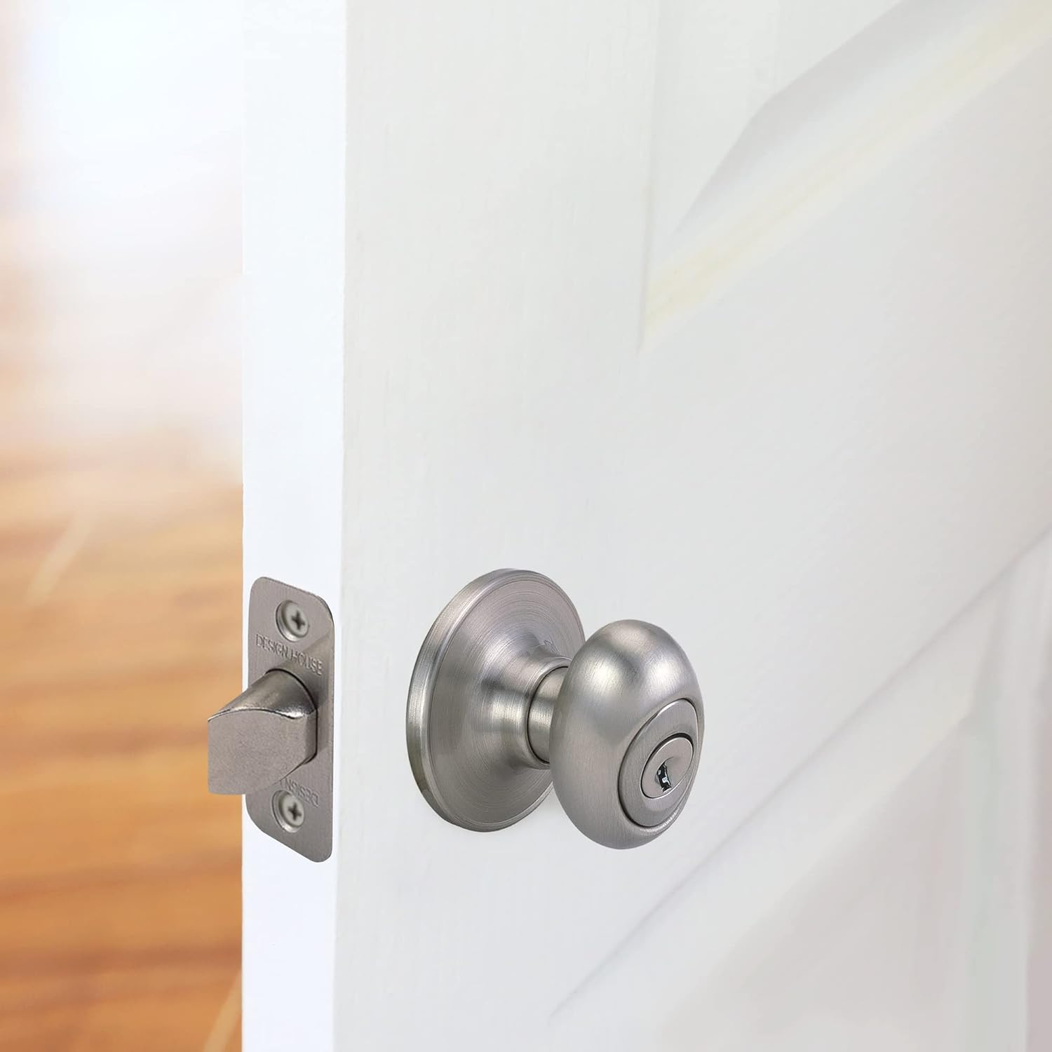 Design House 750505 Egg 2-Way Latch Entry Door Knob, Adjustable Backset, Satin Nickel Finish image number 3