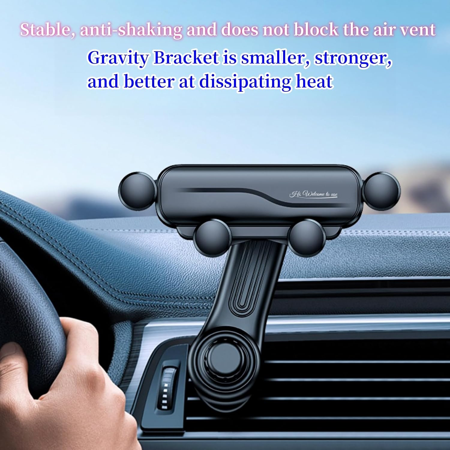 Qruilantu Car Vent Phone Mount Gravity Cell Phone Holder Never Blocking Vent with Rotatable Swing Arm Hands Free Universal Extension Clip Air Phone Holder Car Fit for All Phones Iphone Samsung