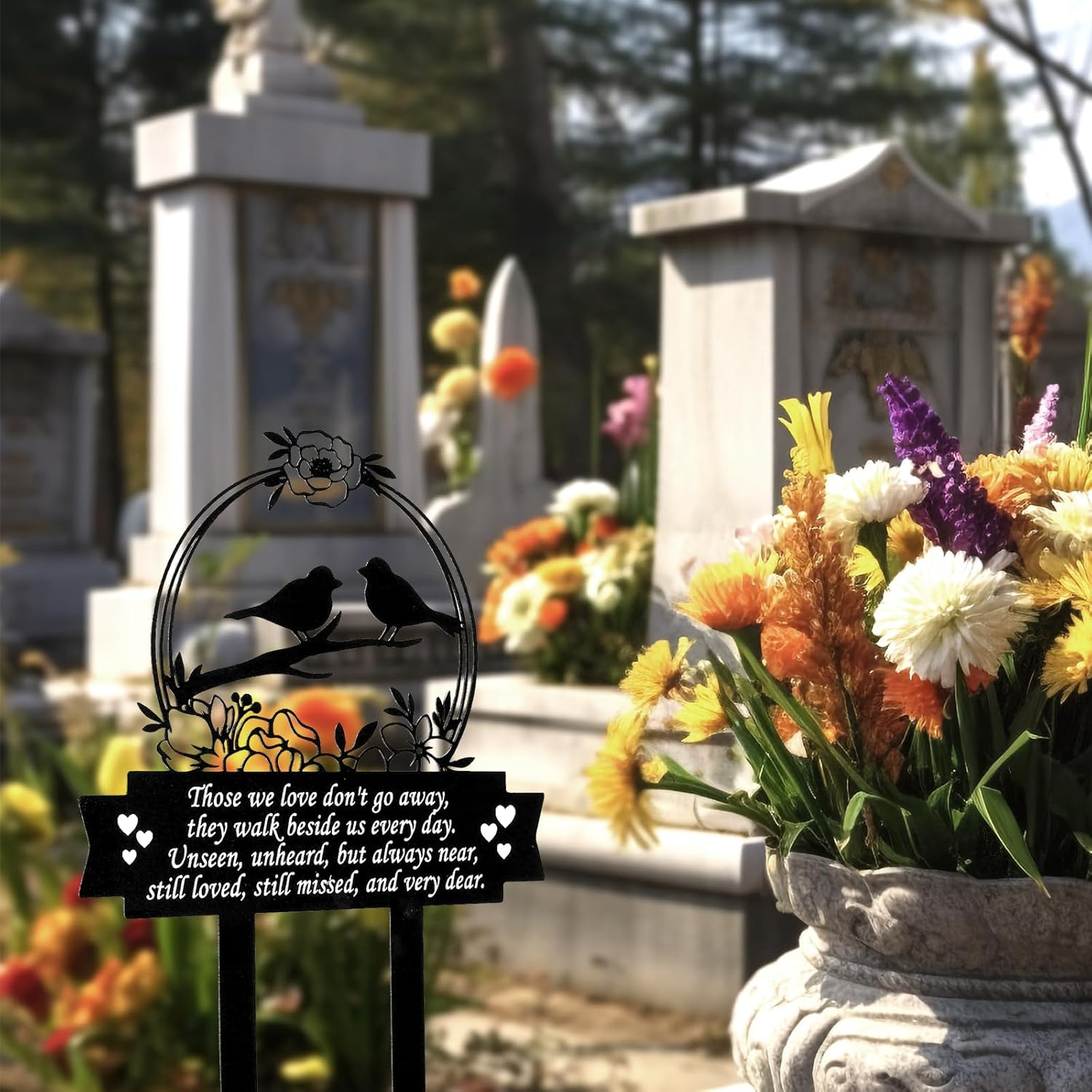 Memorial Stakes Rust-Proof Metal Memorial Grave Markers Sympathy Bird Grave Memorial Plaques Meaningful Sympathy Grave Plaque Garden Grave Decorations for Outdoor Garden Yard image number 5