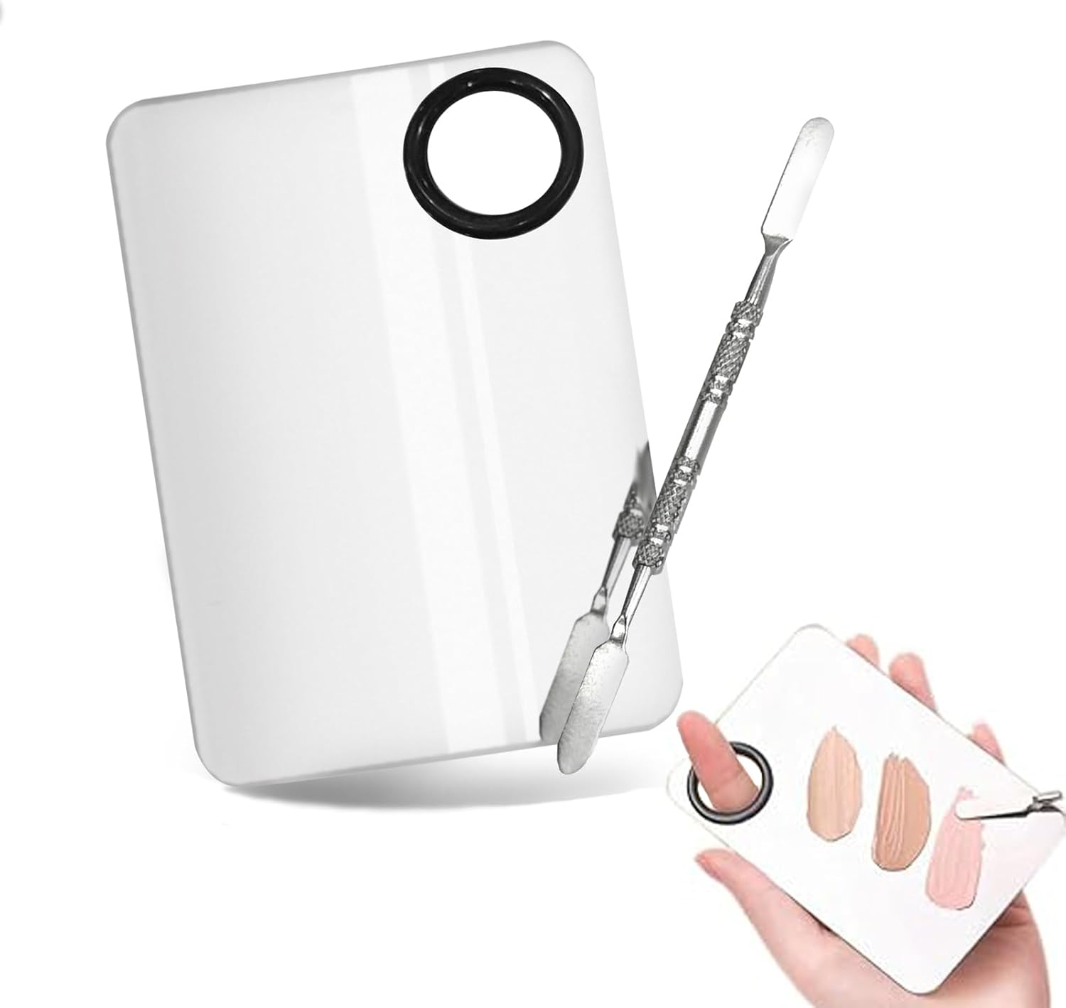 Stainless Steel Makeup Mixing Palette Set with Spatula - Washable Professional Cosmetic Blending Tool for Foundation, Lipstick, Eyeshadow, Nail Art image number 5