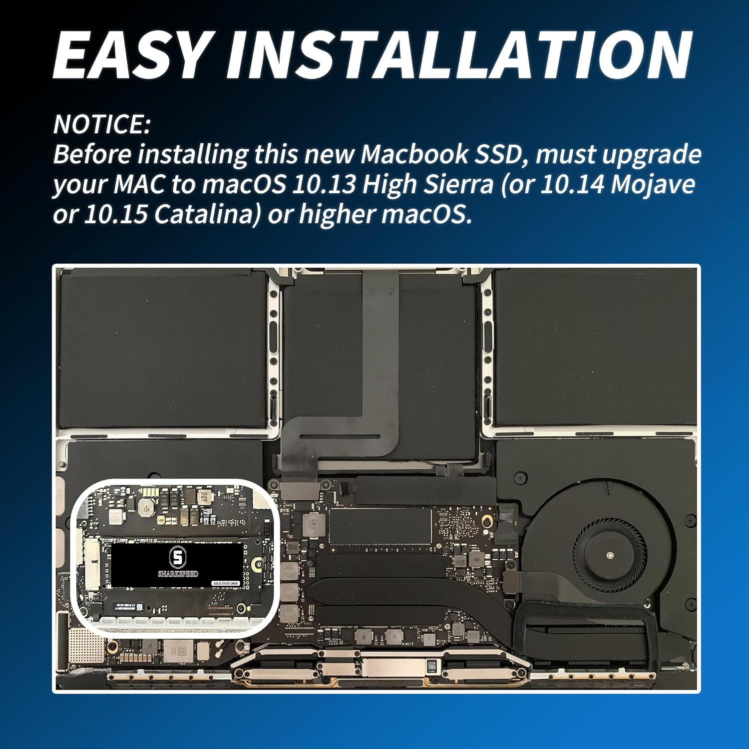 SSD 512GB Nvme Replacement for Macbook Air A1465 A1466(2013-2015,2017), Macbook Pro A1502 A1398(Retina 2013-2015), M.2 Pcie Gen3.0X4 image number 1