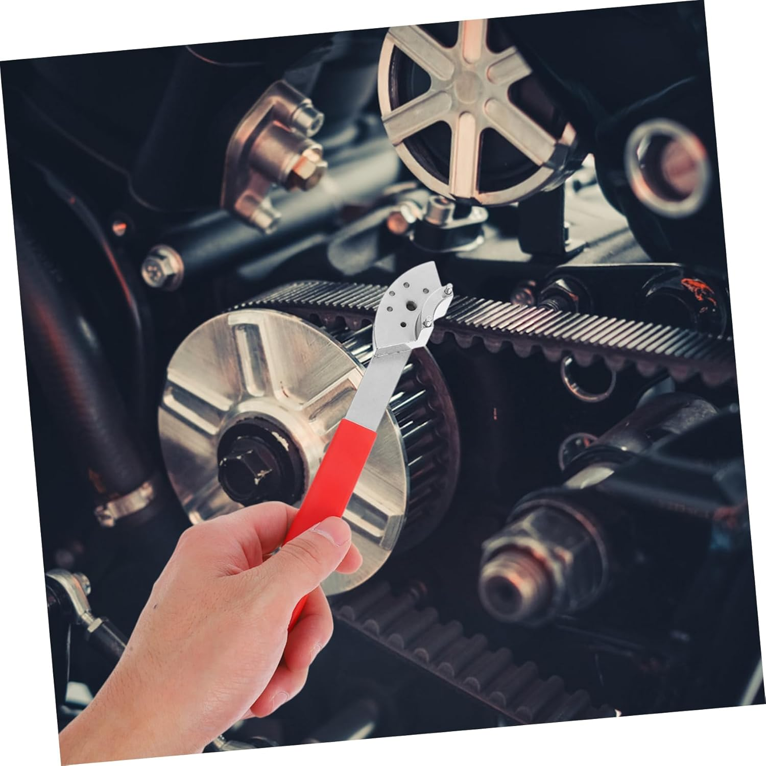 LIFKOME Timing Belt Tensioner Tool Adjustable Pulley for Engine Repair Strap Tension Adjuster for Automotive and Motorcycle Use image number 5