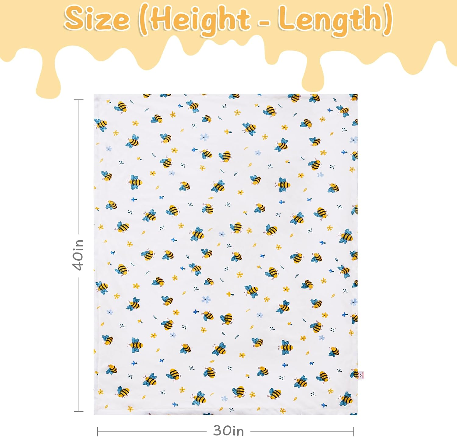 QSTEHEML Baby Blankets Neutral for Boys Girls,Super Soft Nursery Minky Blanket Unisex, Baby Gifts Double Layer with Dotted Backing, Newborn Blankets for Crib Stroller(Bee, 30 * 40Inch) image number 5